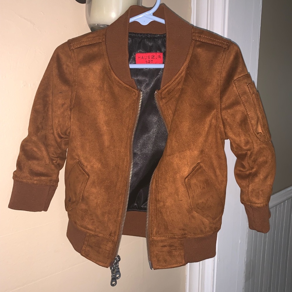HAUS OF JR 1-2T SUEDE ZIP UP COAT